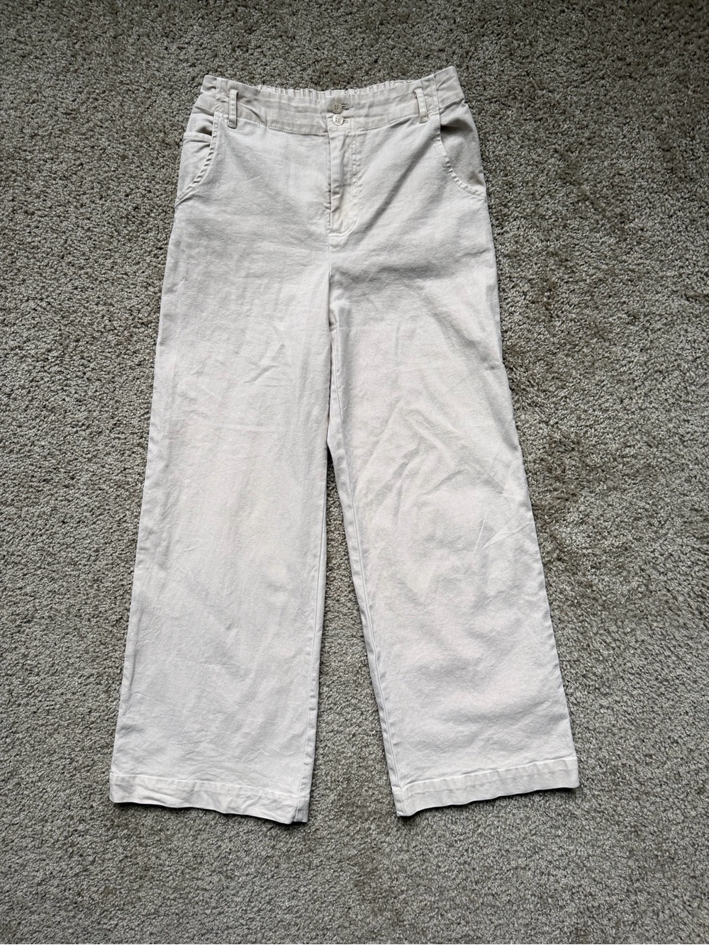 Young Fabulous & Broke YFB Cream Wide Leg Pants Elastic Waist Lyocell Size M